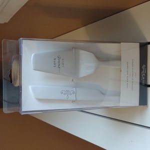 New in box porcelain wedding cake knife and server
